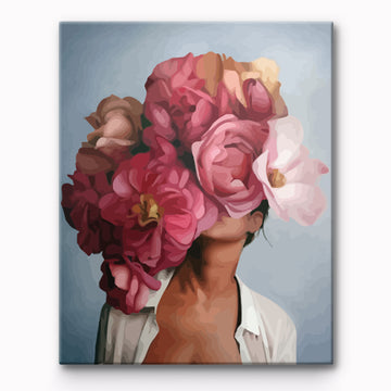 Pink Flower Girl Painting By Number