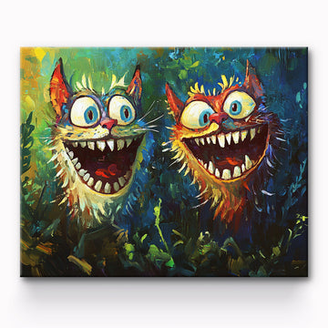 Laughing Two Cats Painting By Number