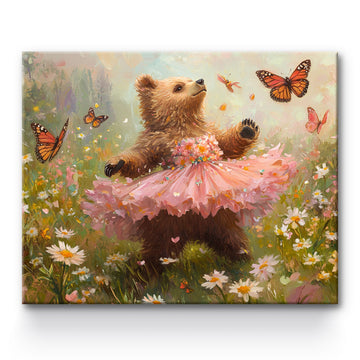 Brown Bear With Butterfly Dancing Painting By Number