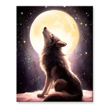 Wolf Under The Moon Painting By Number