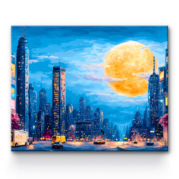 City ??Under The Moon Painting By Number