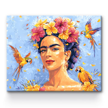 Parrot And Garland Lady Painting By Number