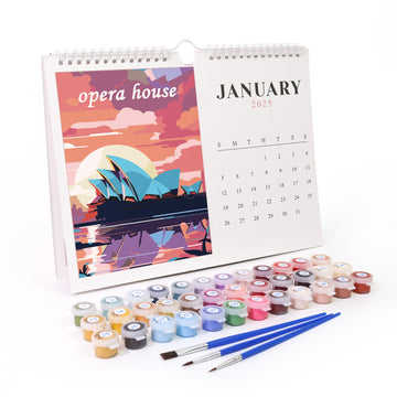 2025 Year DIY City Manual Monthly Calendar for Painting By Number