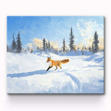 Fox Running in the Snow Painting By Number