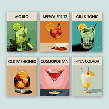Summer Drinking Cocktails 6pcs 15x20cm Mini Painting By Number