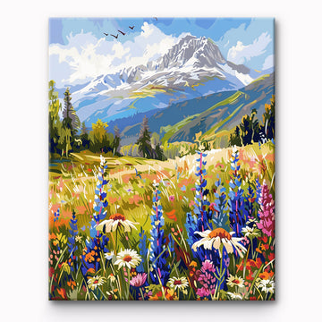 Landscape of the Flowering Mountains Painting By Number