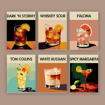 Summer Drinking Cocktails 6pcs 15x20cm Mini Painting By Number