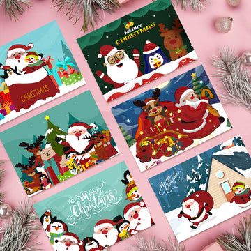 6pcs Christmas Gift Card Painting By Number