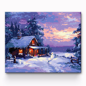 Snowman And House Painting By Number
