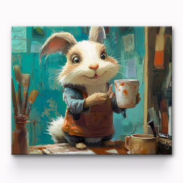 Rabbit Lifting Glass Painting By Number