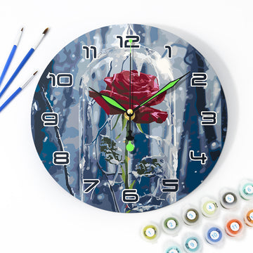 Rose Flower DIY Clock For Painting By Number