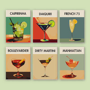 Summer Drinking Cocktails 6pcs 15x20cm Mini Painting By Number