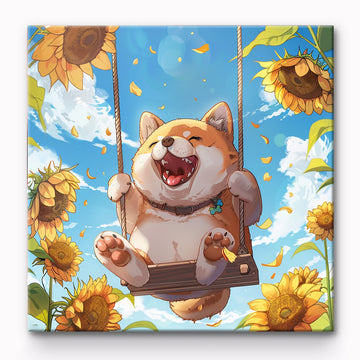 Puppy on swing Painting By Number