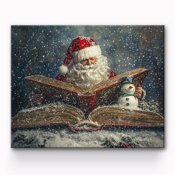 Santa Drinking Snowman Reading Painting By Number