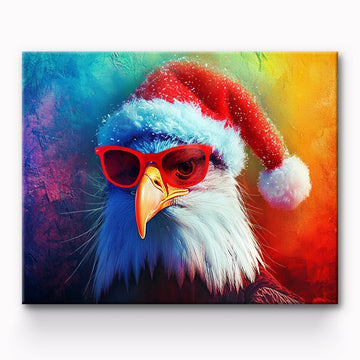 Eagle With Christmas Hat Painting By Number