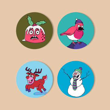 Cartoon 4pcs DIY Coasters For Painting By Number