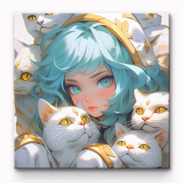 Girl Holding Cat Painting By Number