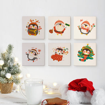 Cartoon Penguin 6pcs 15x15cm Mini Painting By Number