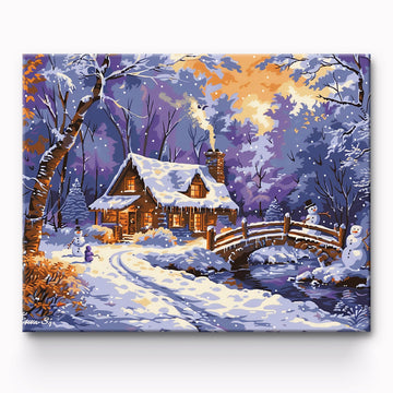 Snowman And House Painting By Number