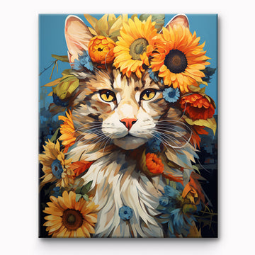 Flower Cat Painting By Number