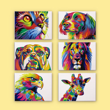 Multicolored Animal 6pcs 15x20cm Mini Painting By Number