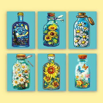 Bottle And Flowers 6pc 15x20cm Mini Painting By Number