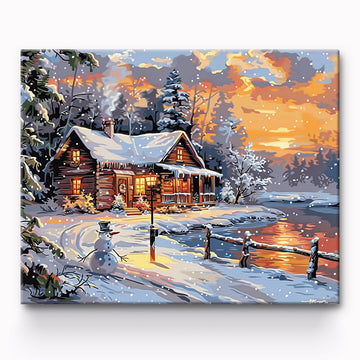 Snowman And House Painting By Number