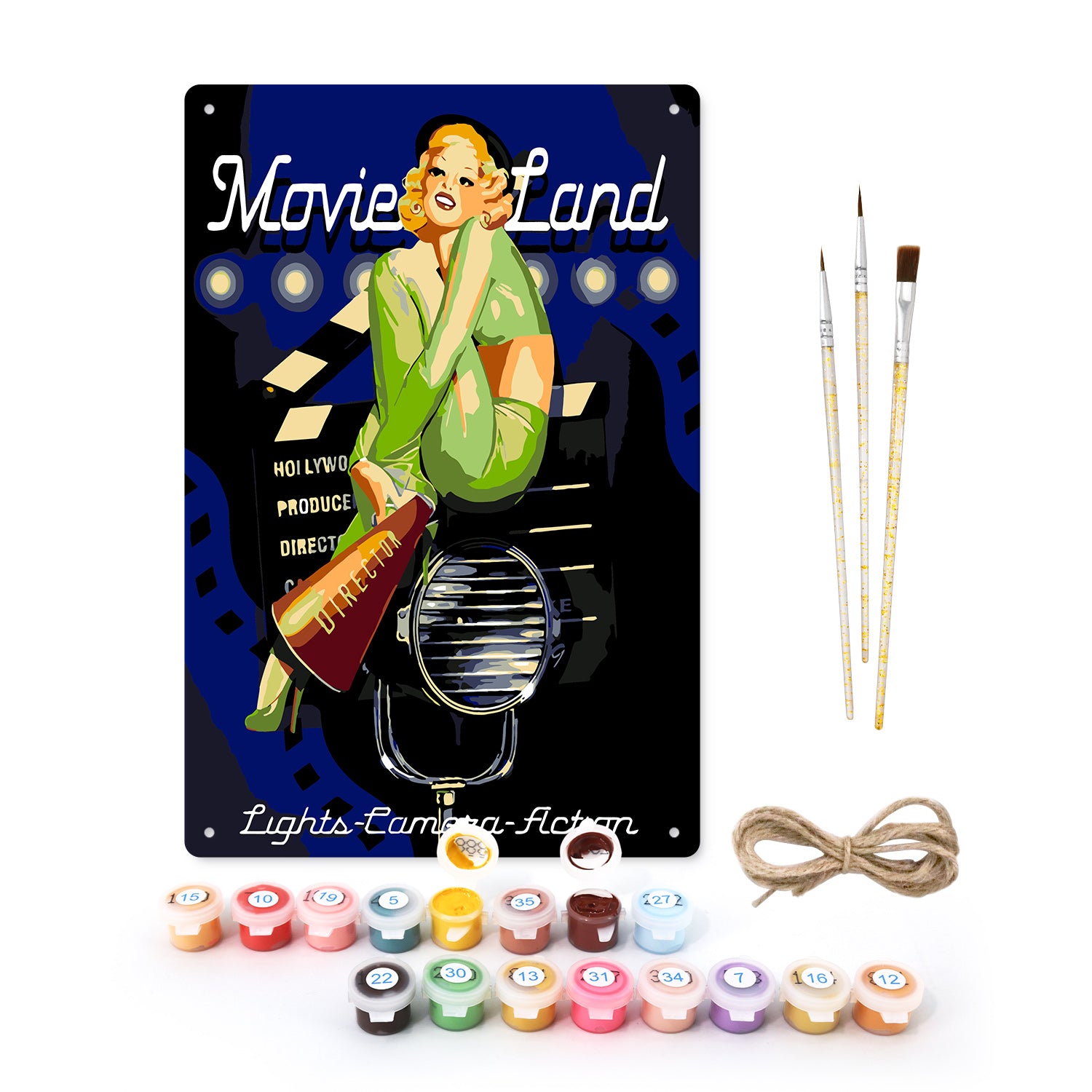 Movie Land Vintage Rustic Metal Posters Paint By Numbers Sets