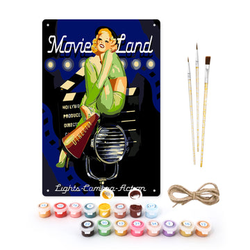 Movie Land Vintage Rustic Metal Posters Paint By Numbers Sets