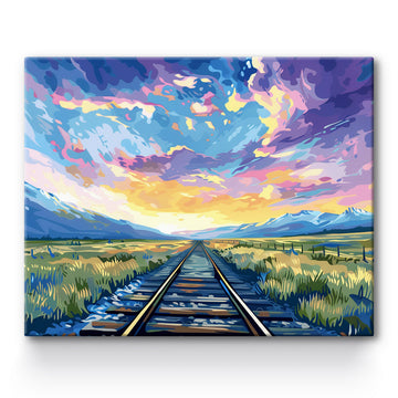 Railroad Tracks Fields  Painting By Number