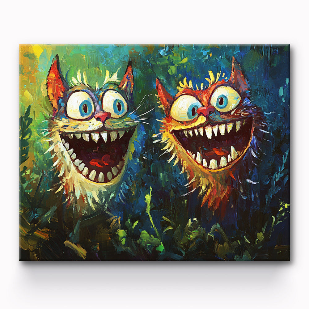 Laughing Two Cats Painting By Number