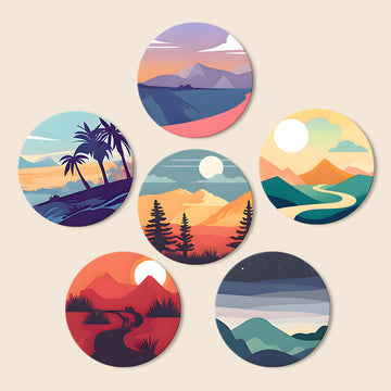 Landscape Mountain 6pcs DIY Placemats For Painting By Number