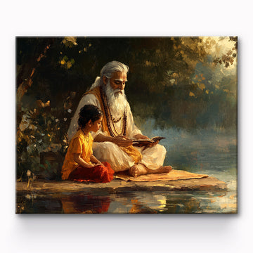 Meditator And Little Girl Painting By Number
