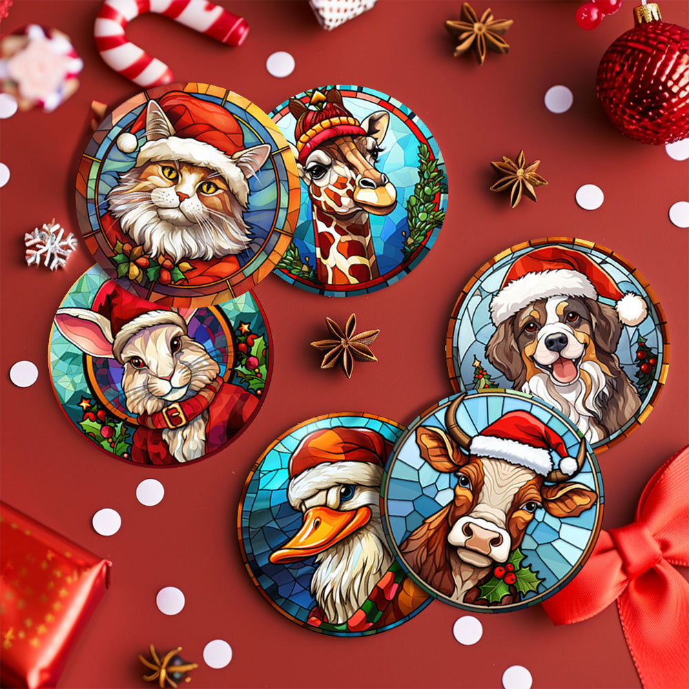 Christmas Animals 6pcs DIY Coasters For Painting By Number