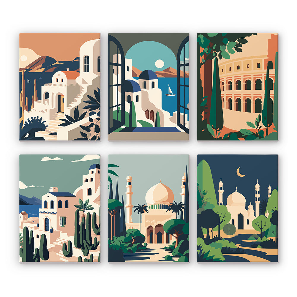 The City Outside the Window 6pcs 15x20cm Mini Painting By Number