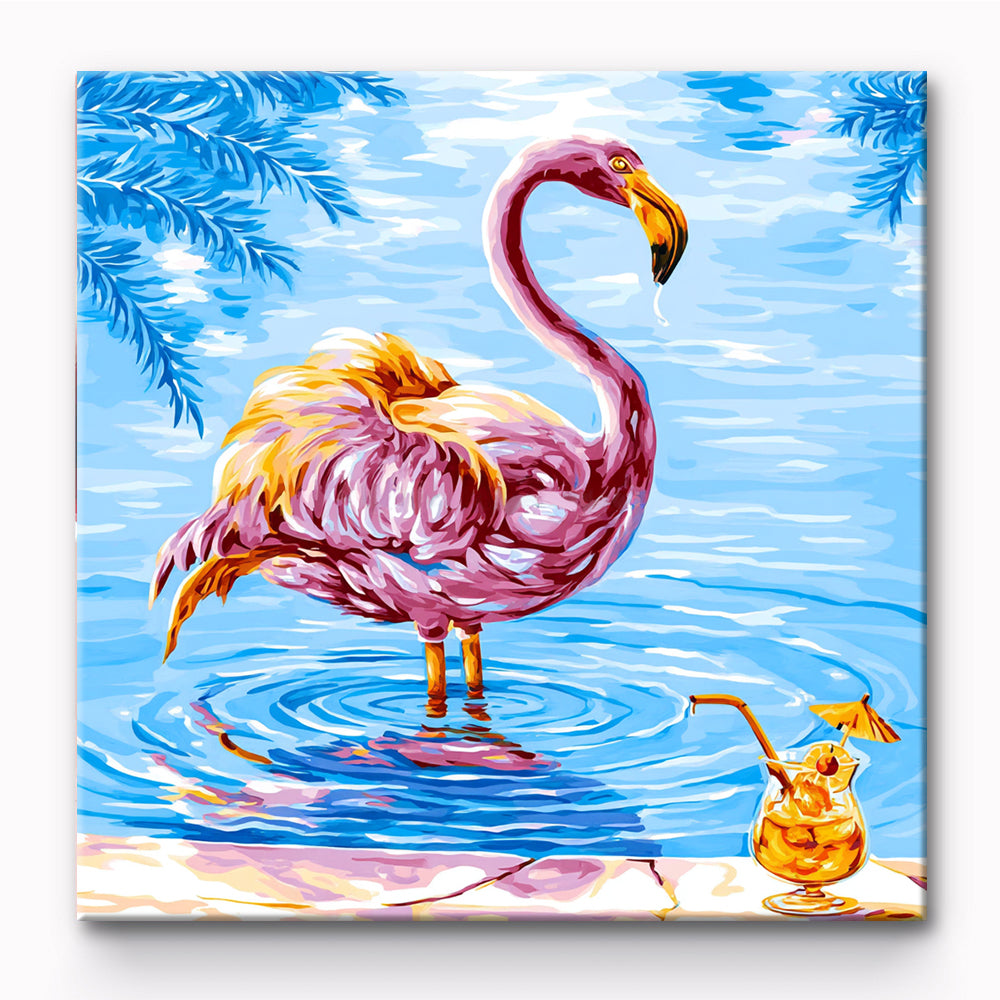 Flamingo Enjoying Vacation Painting By Number