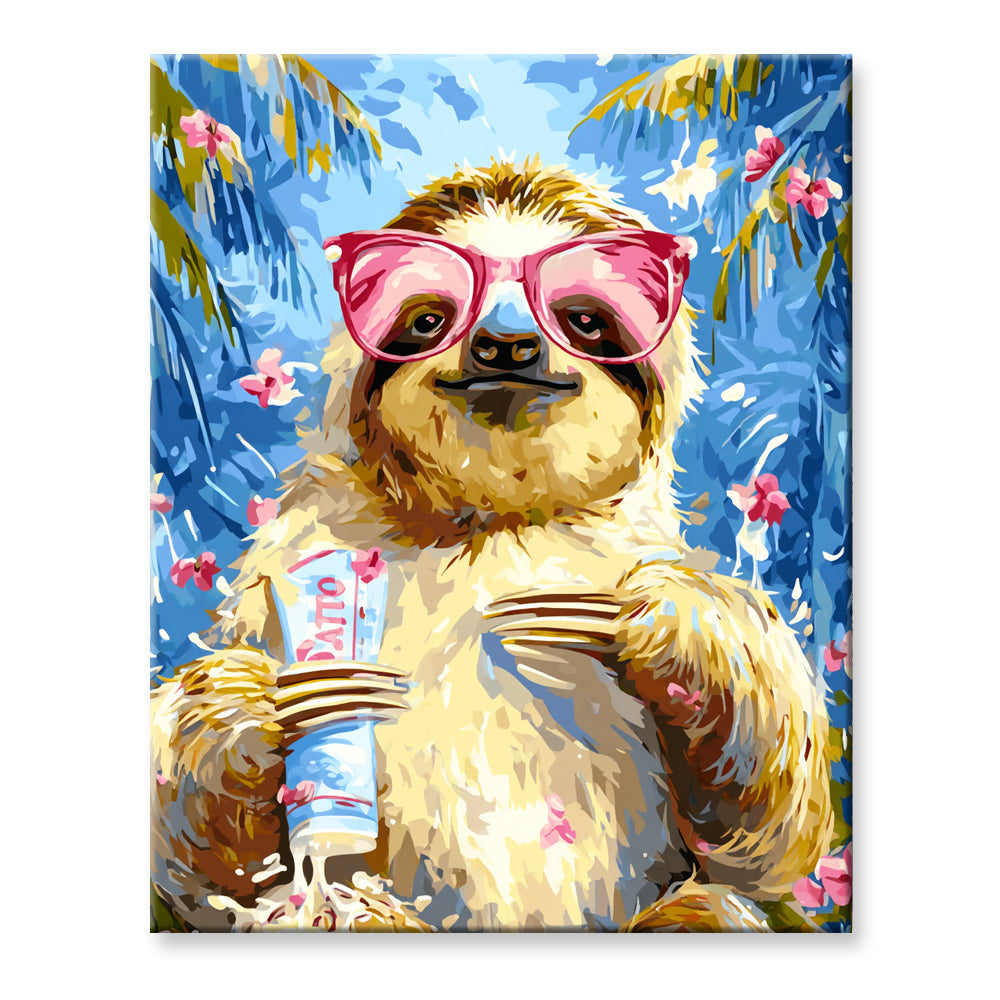 Sloth On Vacation Painting By Number