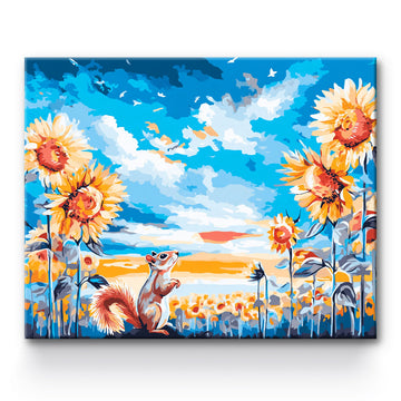 Sunflower Squirrel Painting By Number