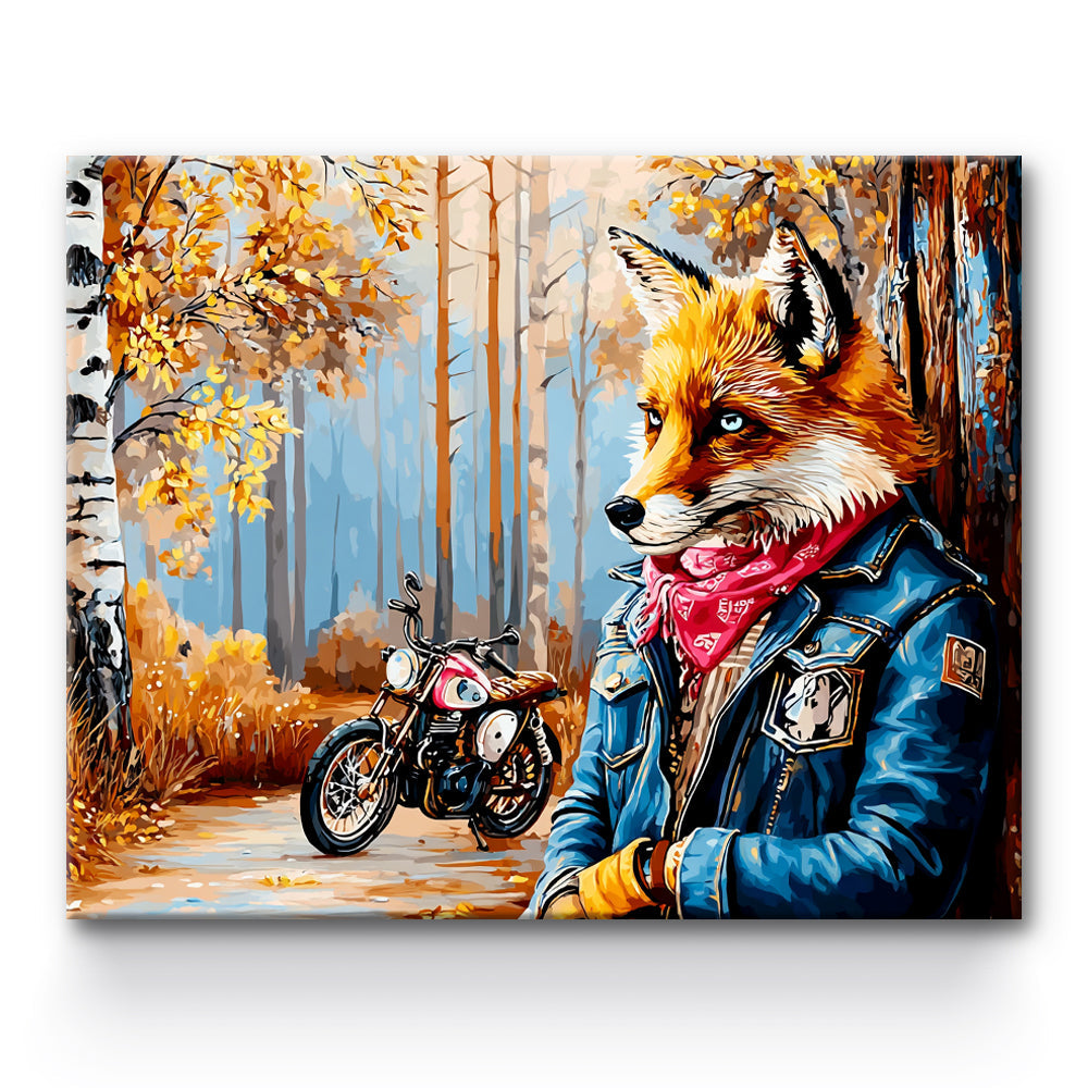 Handsome Motorcycle Fox Painting By Number