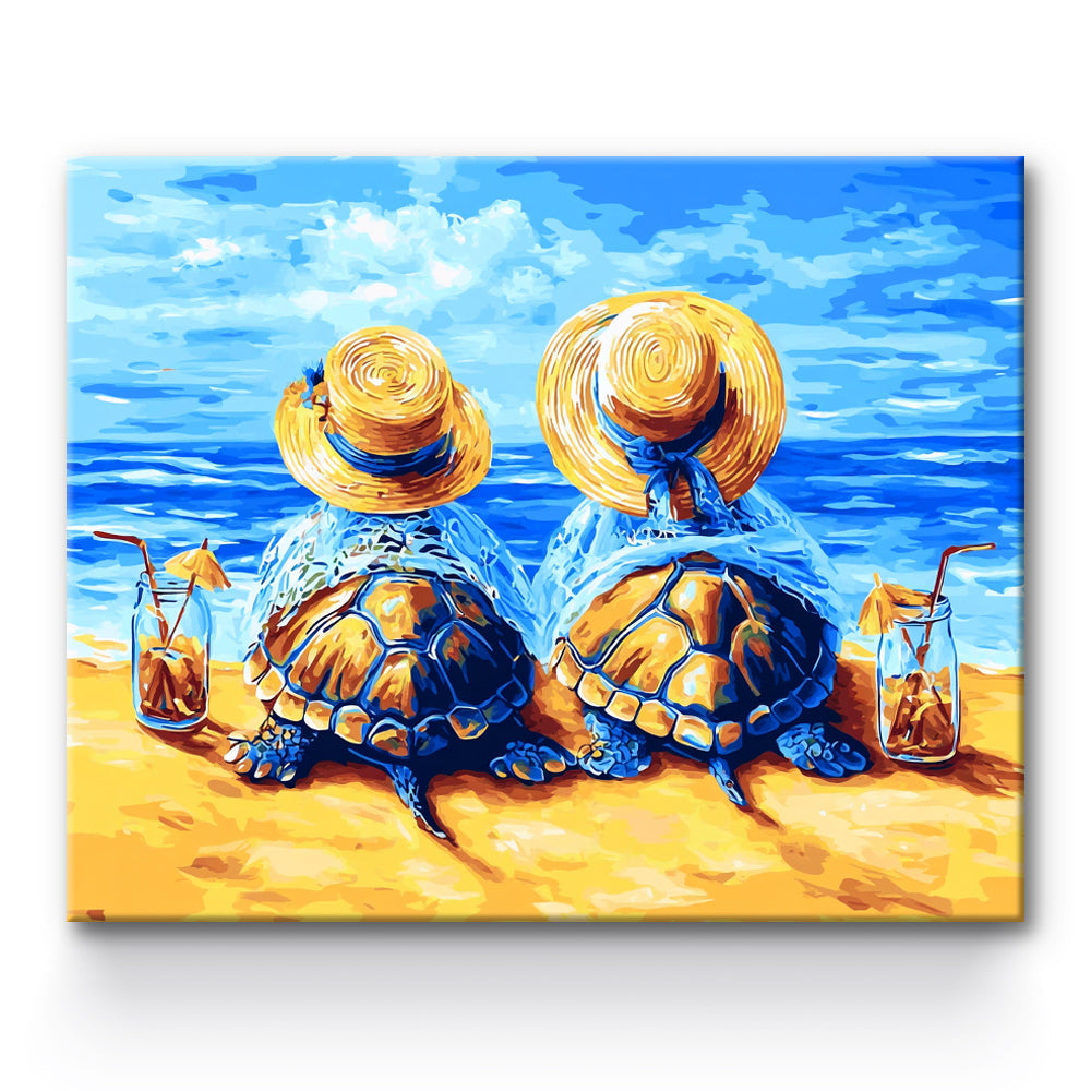 Turtles On Summer Vacation Painting By Number