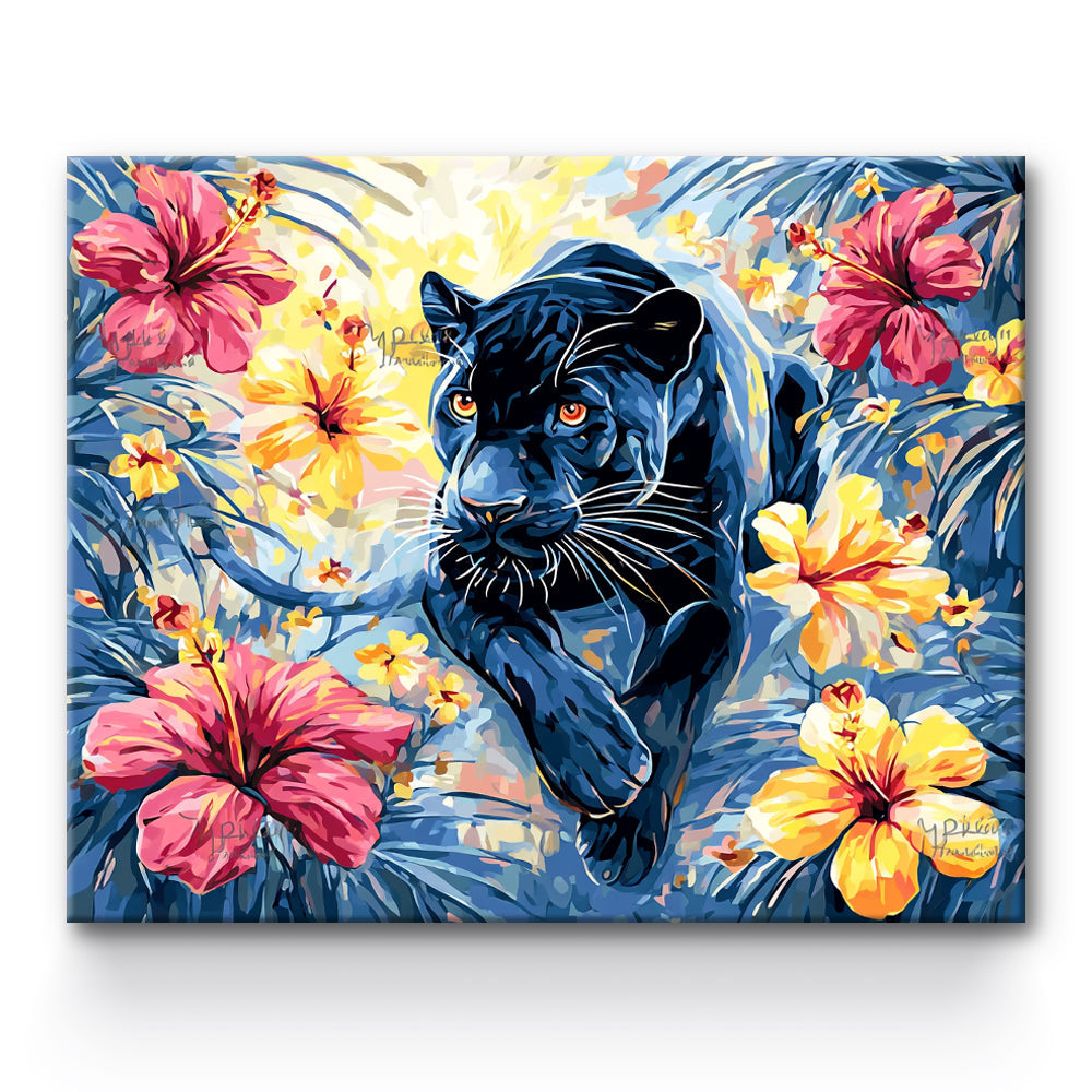 Cheetah Among Flowers Painting By Number