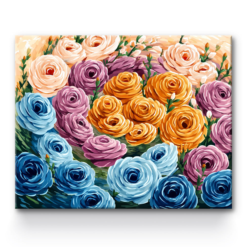 Colorful Rose Flower Painting By Number