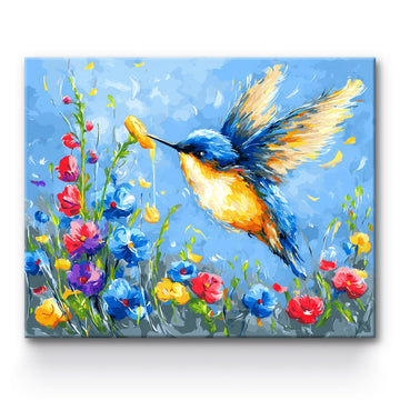Hummingbird Among Flowers Painting By Number