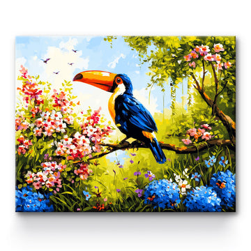 Toucan Flowers Painting By Number