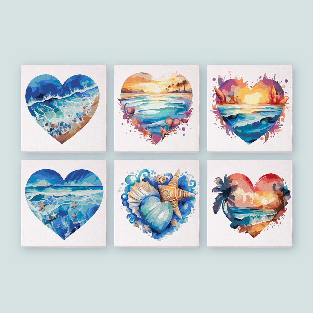 Love Beach  6pcs 15x15cm Mini Painting By Number
