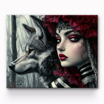 Gust Girl and the Grey Wolf Painting By Number