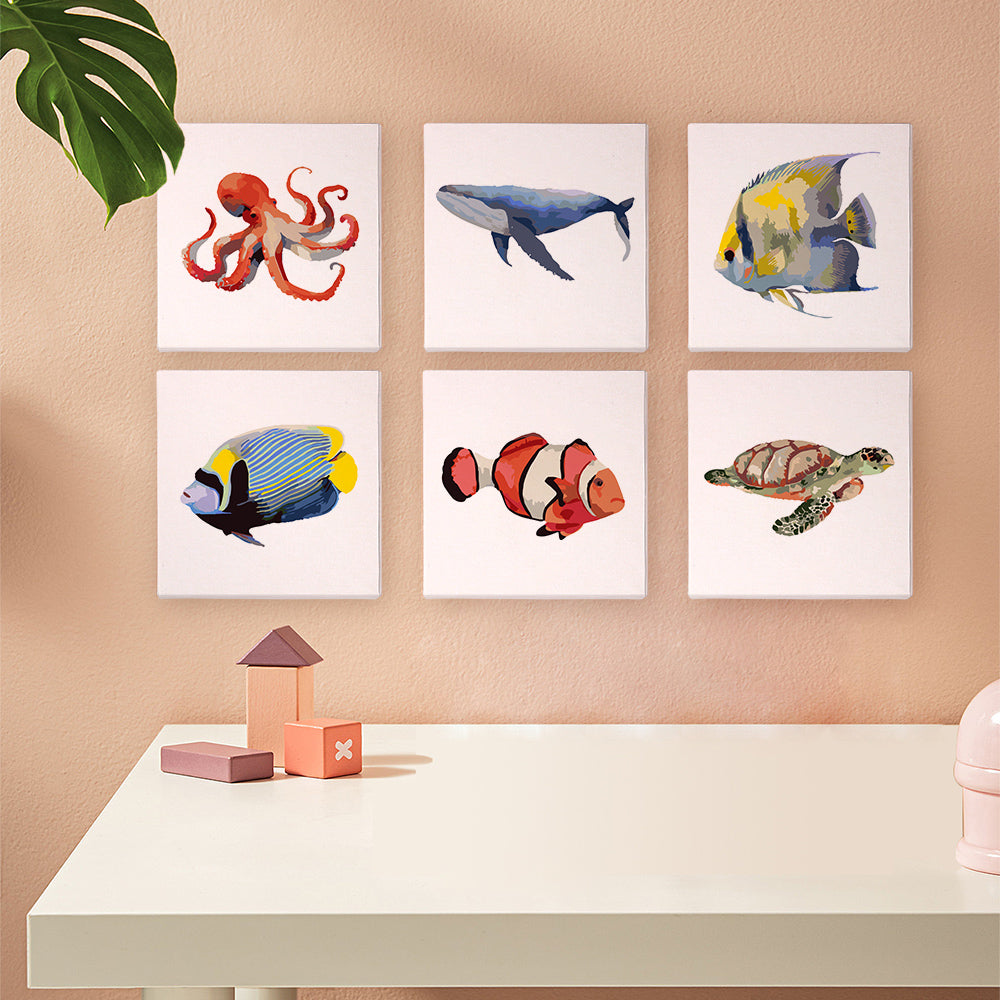 Sea Animals 6pc 15x15cm Mini Painting By Number