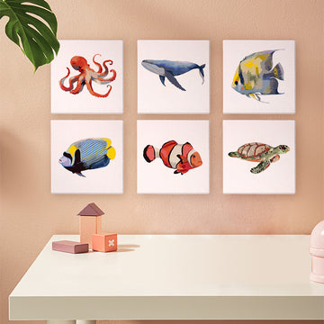 Sea Animals 6pc 15x15cm Mini Painting By Number