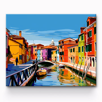 Water Town City Painting By Number
