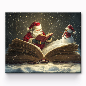 Santa Drinking Snowman Reading Painting By Number